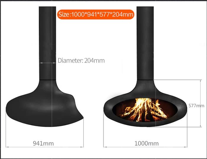 Chimeneas suspendidas modernas personalizadas, al por mayor, baratas, en venta, en stock-keweicorten