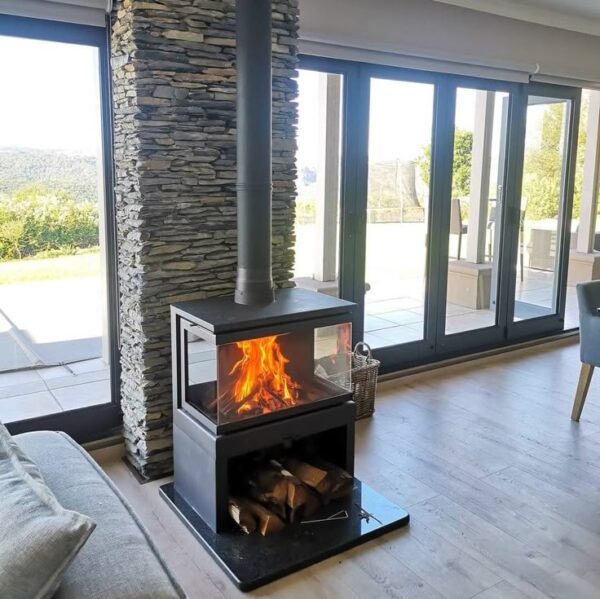 cast iron wood burning stove real fire fireplace