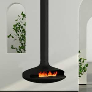 Black Coated Indoor Suspended Rotating Fireplace