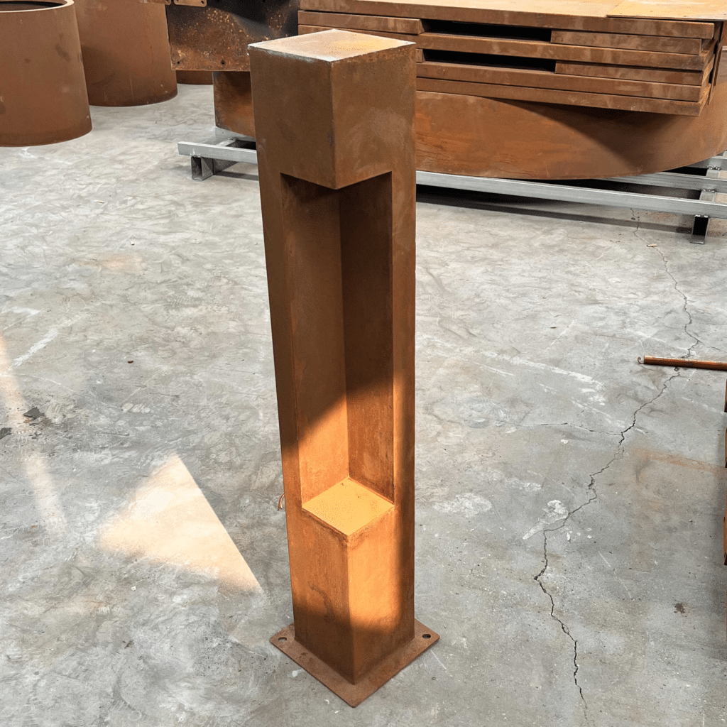 Artistic Corten Steel Garden Bollard Lamp Outdoor 