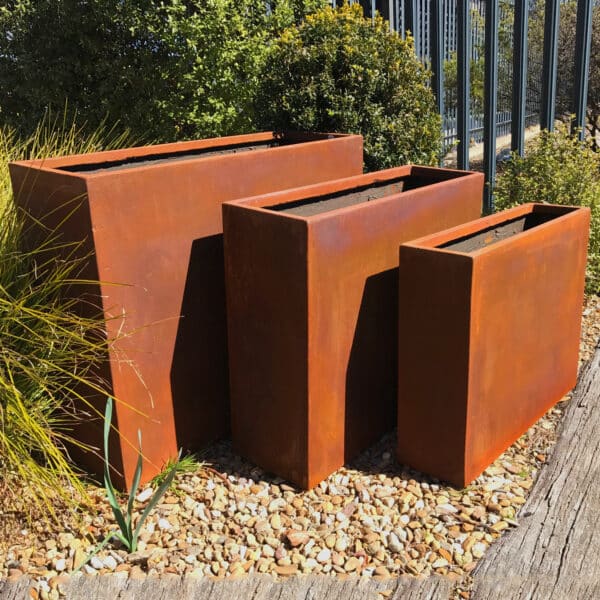 Large Rectangular Corten Steel Planter Boxes - 图片 2