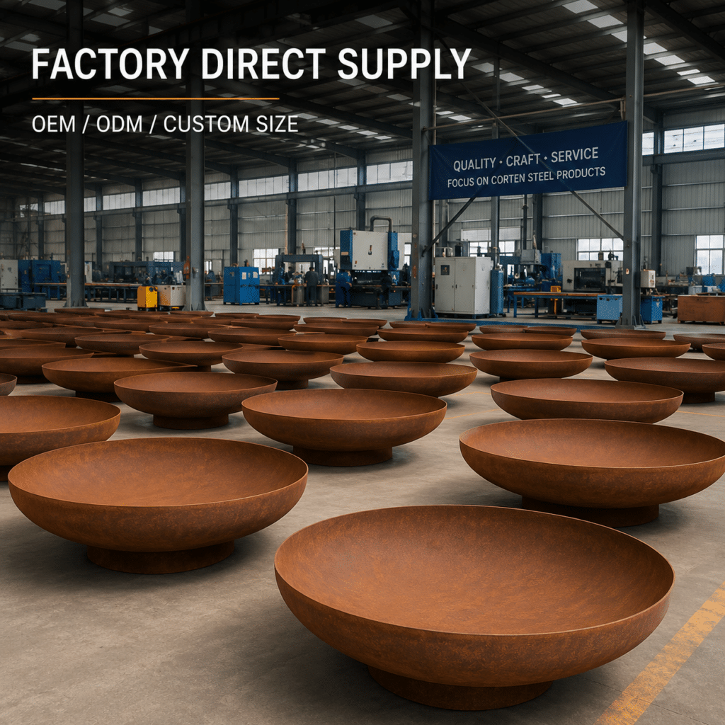 Custom Round Corten Steel Outdoor Fire Pit Bowl