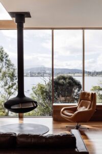 custom hanging fireplace
