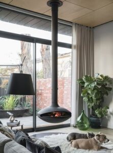 luxury suspended wood fireplace
