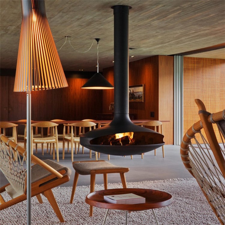 Modern Suspended Wood Burning Fireplaces