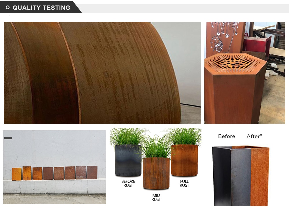 Large Rectangular Corten Steel Planter
