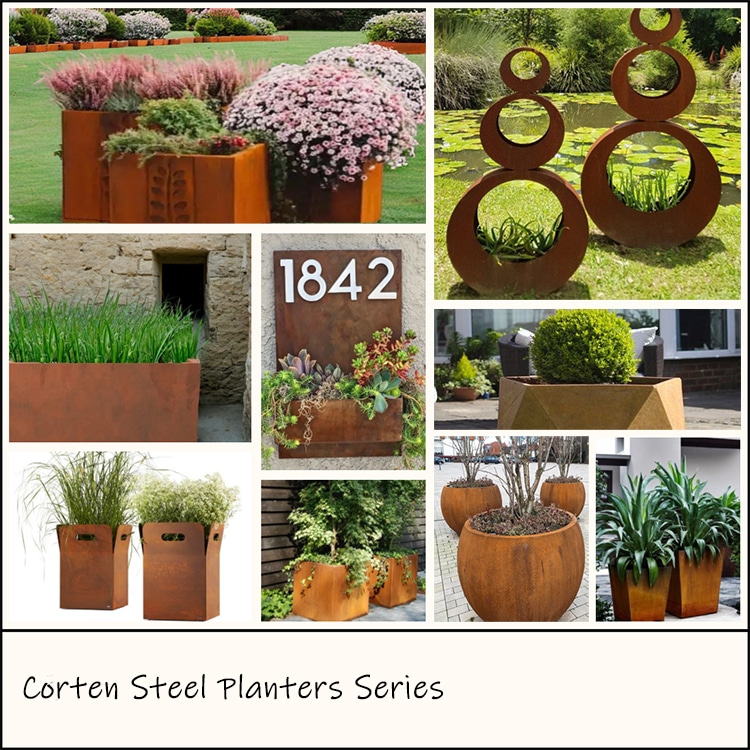 Large Rectangular Corten Steel Planter