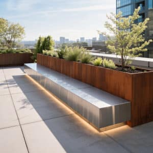 Square Corten Steel Planters for Garden Design